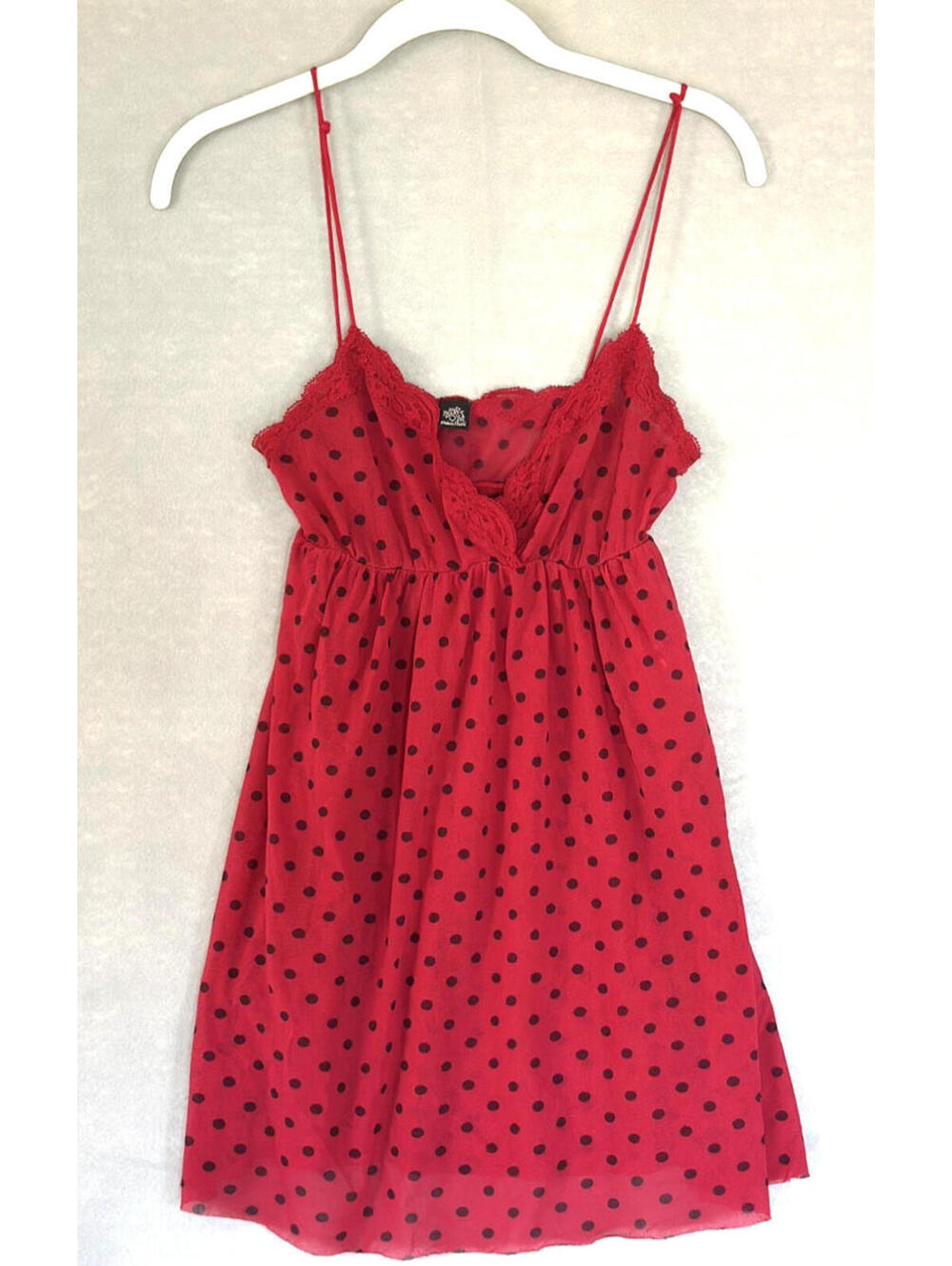 Only Hearts Helena Stuart Women's Lace Mesh Lingerie Baby Doll Dress M/L, Red